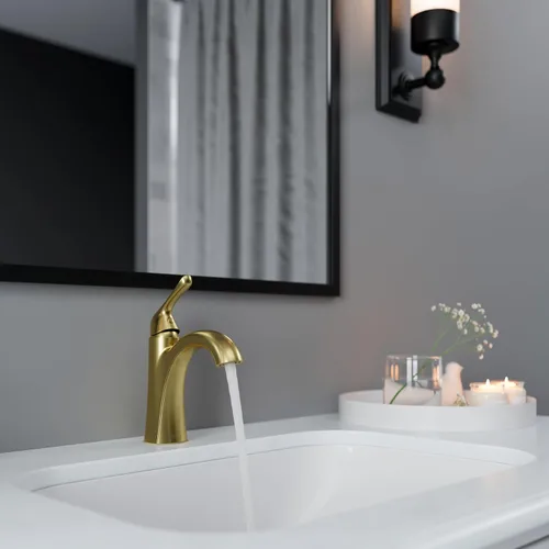 Miniatura 8 de Pfister Willa LF042MALBG - Grifo para lavabo de baño, control único, 1 mango, orificio único, certificado NSF, acabado dorado cepillado, LF042MALBG