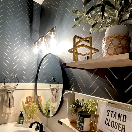 Miniatura 5 de STENCILIT® Plantilla de pared simple en espiga – Plantilla XL de 22 x 40 pulgadas, plantillas geométricas de pared para pintar patrones grandes