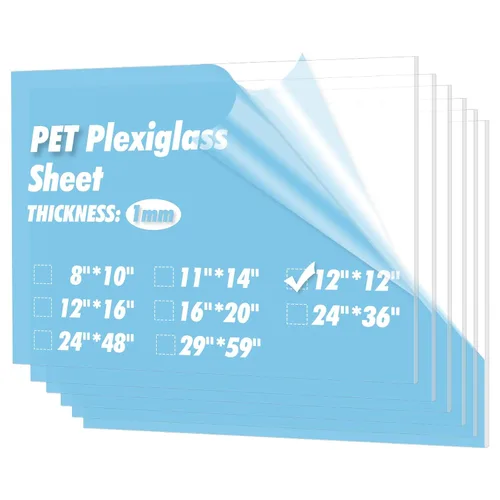 Art3d Paquete de 5 hojas de PET de 12 x 12 pulgadas, paneles de plástico flexible transparente para manualidades, marcos de fotos, letrero en