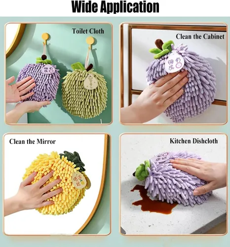 Miniatura 3 de Juego de 2 toallas de mano de felpilla mullidas para colgar, suaves, absorbentes, de secado rápido, para baño y cocina, toallas de mano suaves