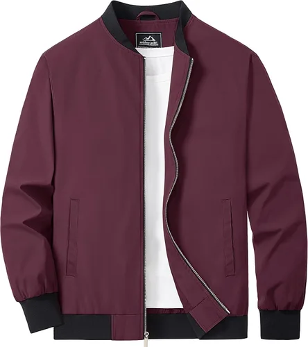 Miniatura 15 de MAGCOMSEN Chaqueta bomber para hombre, ligera, casual, con cremallera, rompevientos, primavera, otoño, abrigo de golf con bolsillos