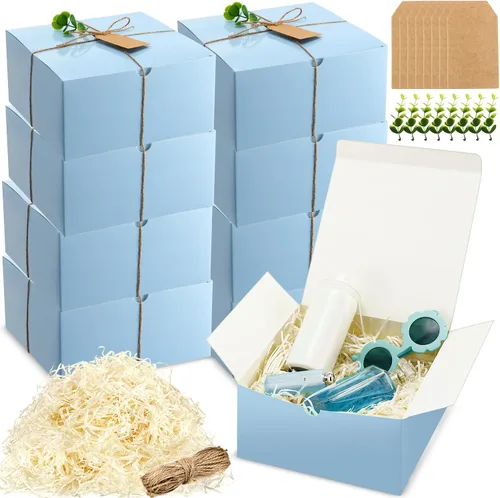 Miniatura 12 de Crtiin Juego de 8 Cajas de Regalo de 8 x 8 x 4 Pulgadas de Papel Blanco para Propuesta de Dama de Honor con Tapas para Regalos Boda Despedida