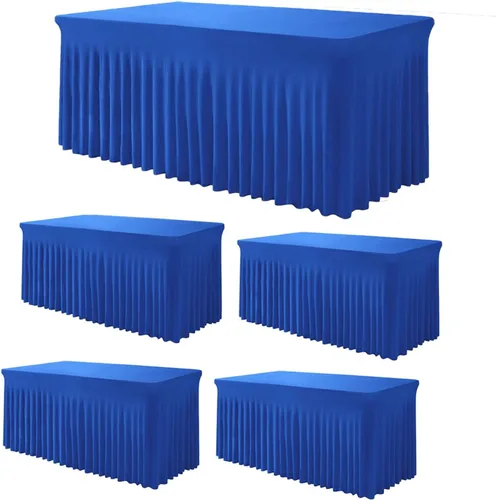 Miniatura 29 de TC27 - Mantel rectangular ajustable de elastano de 4 pies con falda plisada, sin arrugas, mantel rectangular para fiestas, bodas, banquetes