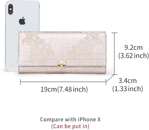 Miniatura 2 de Carteras de mano de cuero para mujer con triple pliegue carteras grandes