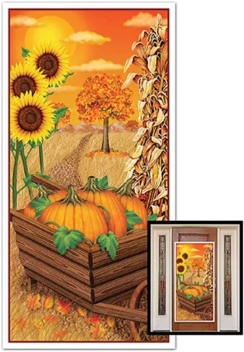 Cobertor para puerta con diseño de acción de gracias y otoño, 30 pulgadas x 5 pies. Accesorio para fiestas, 1 unidad por paquete., Paquete de 1,