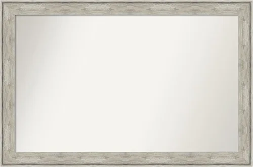 Miniatura 543 de Amanti Art Espejo de baño plateado para sobre fregadero, 28 x 47 pulgadas, espejo rectangular de plata imperial, marco de madera tradicional de gran