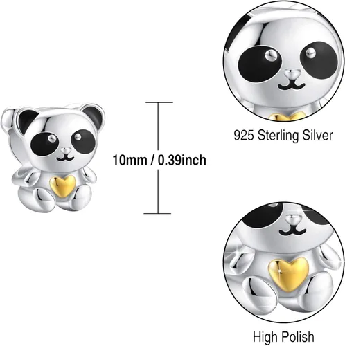 Miniatura 7 de Abalorio de plata de ley 925 con diseño de panda para pulsera Pandora regalo para mujer e hija