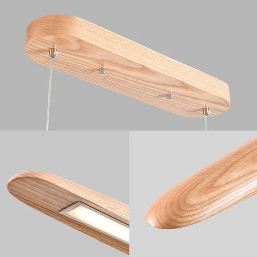 Miniatura 9 de YISDESIGN Lámpara Colgante Lineal LED de Madera de 59" 40W, Lámpara LED para Comedor Regulable, Lámpara Colgante para Comedor, Cocina, Isla, Mesa