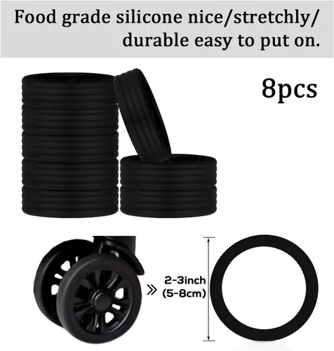 Miniatura 2 de TOYMIS 8 fundas para ruedas de equipaje, fundas protectoras de rueda de maleta portátil, fundas protectoras de rueda de equipaje de silicona