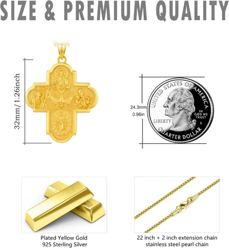 Miniatura 176 de Collar de plata de ley 925 con medalla de San Patrón, colgante de protección católica, amuleto, joyería religiosa para hombres y mujeres