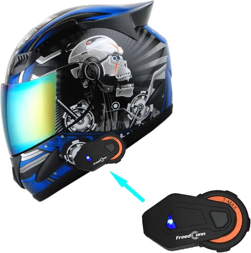 Miniatura 9 de 1Storm - Casco de cabeza completa para motocicleta, diseño de calavera mecánica HJDJ11