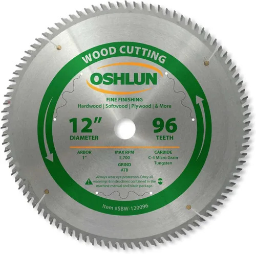 Miniatura 3 de Oshlun SBW-120028 Hoja de sierra de rasgado ATB de 12 pulgadas y 28 dientes con eje de 1 pulgada