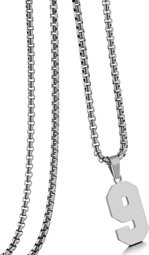 Miniatura 93 de Collar de Número Dorado para Hombre, Cadena de Acero Inoxidable con Colgante de Número para Atletas, Joyería Deportiva Personalizada para Niños