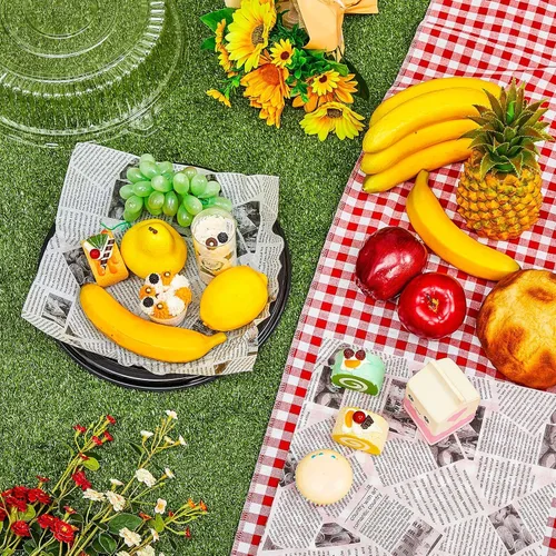 Miniatura 4 de Tessco para ti Juego de 12 bandejas de servir de plástico resistentes con tapa y 24 hojas de papel encerado para delicatessen, juegos de grandes