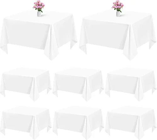 Miniatura 118 de Showgeous Paquete de 4 manteles rectangulares de poliéster de 60 x 102 pulgadas, resistentes a las arrugas, lavables, para bodas, mesas de comedor