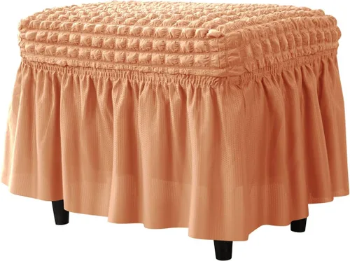 Miniatura 10 de SZJIAHTM Funda otomana elástica de celosía, funda elástica suave con falda, reposapiés rectangular de poliéster, protector de muebles moderno