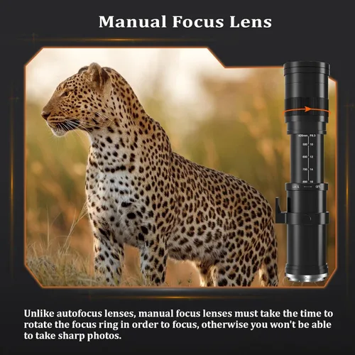 Miniatura 4 de BENOISON Lente teleobjetivo para Canon - Lente EF 420-800mm para Canon DSLR, Lente de enfoque manual MF con zoom para Canon EOS Rebel SL3 SL2 SL1