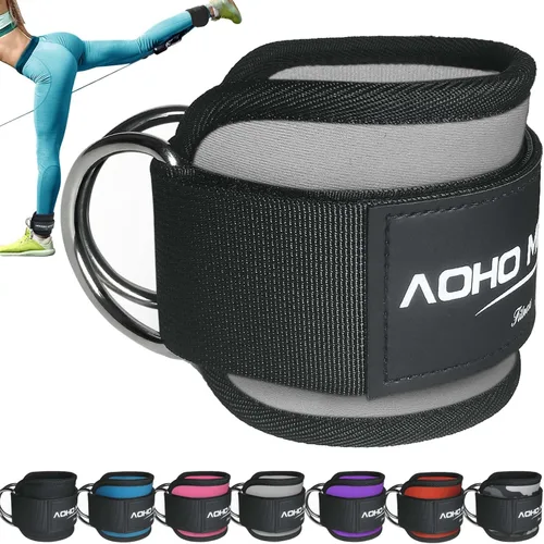 Miniatura 9 de AOHO MOOON - Brazalete de tobillo para máquina de cable, accesorios de gimnasio para mujeres y hombres, puños de tobillo de neopreno para patadas