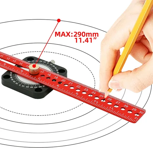 Miniatura 3 de Herramienta de dibujo circular para carpintería 5 en 1, brújula 360, círculos rectos, arcos, regla de dibujo de líneas, herramienta de medición