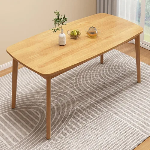 Miniatura 8 de Mesa de comedor rectangular de madera maciza, mesa de cocina rústica con almohadillas antideslizantes para los pies, estructura estable, adecuada