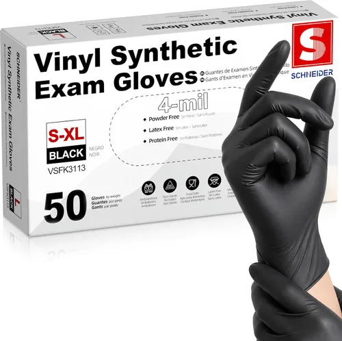 Miniatura 9 de Schneider Vinyl Synthetic Exam Gloves, 4 Mil, Latex Free Disposable Gloves for Medical, Cooking, Cleaning, and Food Prep
