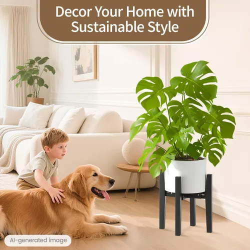 Miniatura 7 de LASZOLA Soporte de Plantas de Bambú Ajustable para Macetas Individuales Grandes de Interior, Soporte de Helechos de Suelo Resistente que se Ajusta a