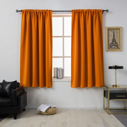 Miniatura 41 de DUALIFE Cortinas opacas de 45 pulgadas de largo, 2 paneles para ventanas pequeñas de dormitorio, aislamiento térmico, bolsillo para barra, cortinas
