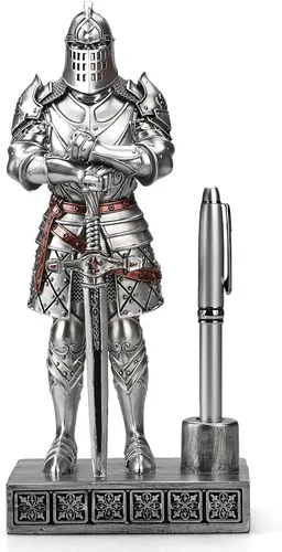 Miniatura 8 de Knight - Soporte decorativo para bolígrafos de resina, pisapapeles para escritorio, organizador de escritorio, regalos de festivales para novio, Azul