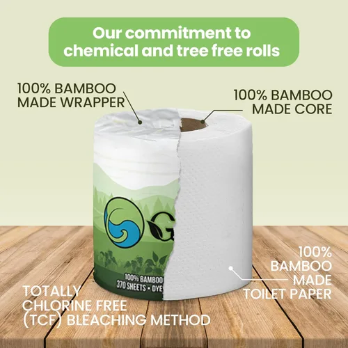 Miniatura 2 de Gaias - Papel higiénico de bambú orgánico suave y de alta calidad, 24 megarrollos, 3 capas, 370 hojas, certificado FSC, sin PFAS y BPA, ecológico