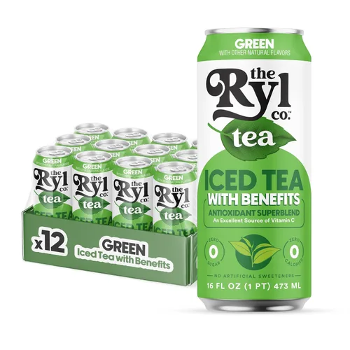 Miniatura 24 de Ryl Té Helado, Té Cítrico Verde, Súper Mezcla Antioxidante, Sin Azúcar, Bajo en Carbohidratos, Cero Calorías - 16.0 Fl Oz (Paquete de 12)