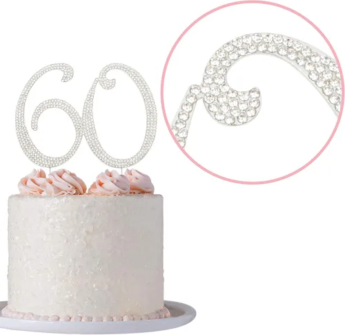 Miniatura 8 de Decoración para pastel 30 con strass de cristales premium. Monograma de número treinta, para cumpleaños o aniversario número 30