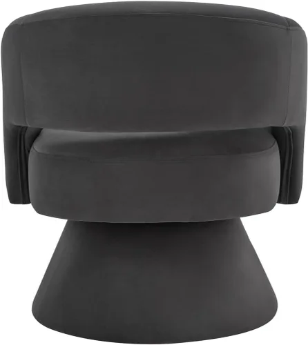 Miniatura 6 de 24KF Moderno sillón giratorio de 360 grados, cómoda silla de barril de terciopelo para sala de estar y dormitorio, silla redonda giratoria