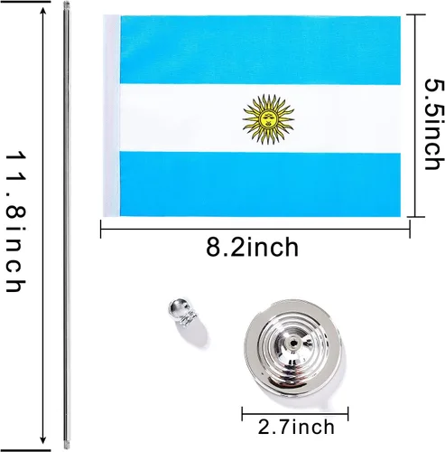 Miniatura 2 de ZXvZYT Paquete de 2 banderas de mesa argentinas con base de soporte, decoración de eventos de festivales internacionales, decoración de oficina