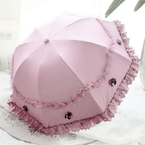 Miniatura 20 de Honeystore Paraguas plegable a prueba de rayos ultravioleta Princess Lace Parasol con cúpula anti-UV
