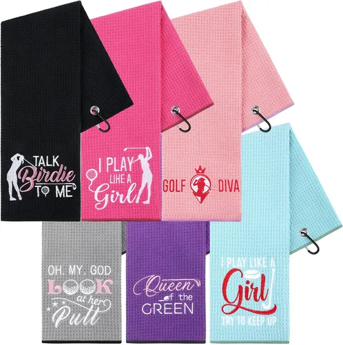 Miniatura 8 de Moukeren 6 toallas de golf divertidas para hombres, toalla bordada de bola, regalo, columpio de 16 x 24 pulgadas, gofres de microfibra para bolsa