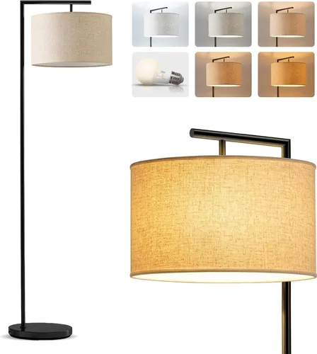 Brightech Montage - Lámpara de pie moderna - Lámpara de pie LED con pantalla bronceada para salas de estar y oficinas - Luz de lectura para Negro