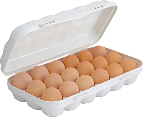 PhantomSky Soporte para huevos al aire libre de gran capacidad, contenedor de almacenamiento de huevos frescos de plástico para refrigerador, #4-015