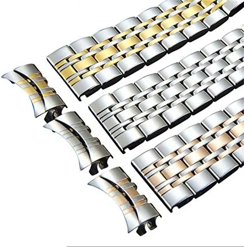Miniatura 4 de DAHASE Correa de reloj de acero inoxidable con extremo recto curvo 2 en 1, 12, 14, 15, 16, 17, 18, 19, 20, 21, 22, 23, 24, 1.024 in, correa
