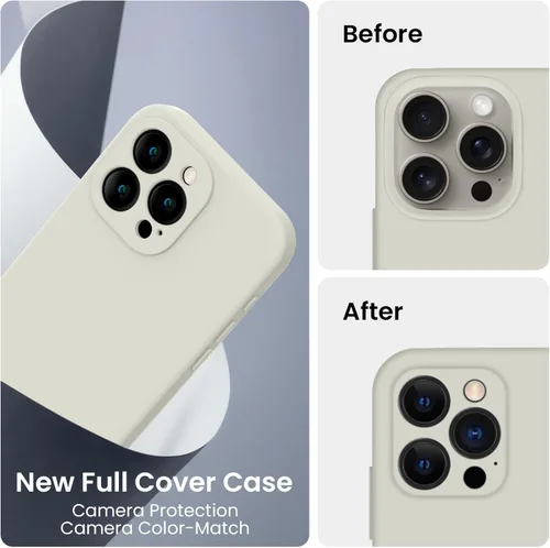 Miniatura 2 de FireNova Funda diseñada para iPhone 15 Pro, funda de silicona mejorada [protección de cámara], forro interior de microfibra antiarañazos, 6.1 Piedra