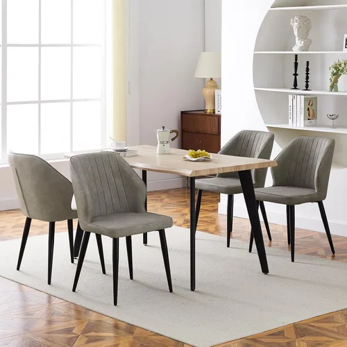 Miniatura 4 de CLIPOP Juego de 2 sillas de comedor, sillas de comedor de piel sintética, sillas de comedor modernas de mediados de siglo, sillas de cocina Gris
