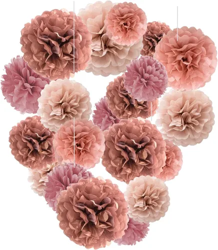 Miniatura 17 de Capesaro Pompones de Papel Dorado y Negro - 10", 12" Decoraciones de Papel Tisú para Decoración Colgante de Fiestas - Juego de 12 Piezas