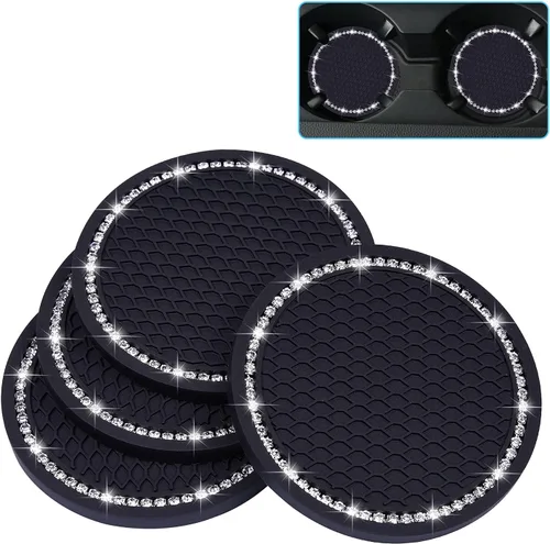 Wisdompro - Posavasos para automóvil, paquete de 4 posavasos de PVC para automóvil, antideslizantes, accesorios universales para el interior del