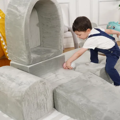 Miniatura 7 de Bloques de escalada de espuma para niños pequeños, juego suave de interior para bebés, funda de terciopelo y espuma viscoelástica de alta densidad
