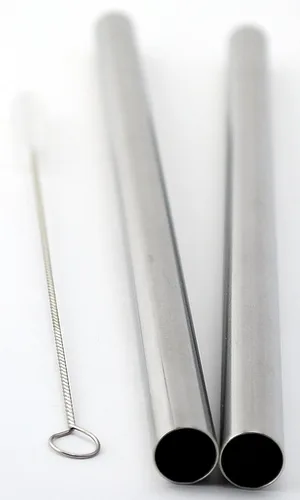 Miniatura 3 de 2 pajitas BOBA de acero inoxidable extra anchas de 1/2 pulgadas x 9.5 pulgadas de largo, té de burbujas de perlas de tapioca grueso - Marca CocoStraw