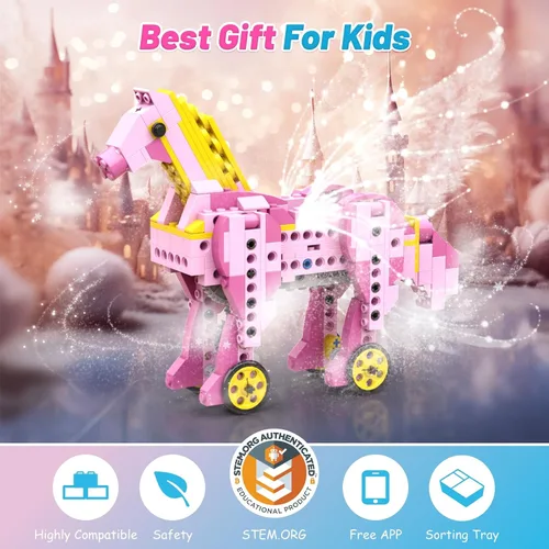 Miniatura 5 de Apitor Robot G STEM Kits para niñas de 6-7 años, juguetes de construcción eléctricos 8 en 1 para niños de 6-8 y 8-10 años, kit de ciencia