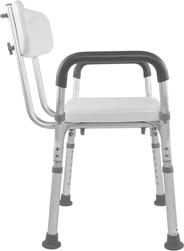 Miniatura 6 de Silla de ducha Vaunn, asiento de baño con brazos acolchados, respaldo extraíble y patas ajustables para seguridad en la bañera y soporta un