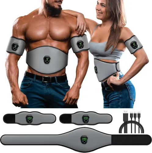 NEWPINE Cinturón de fitness, estimulador muscular alimentado para uso doméstico, para acondicionamiento muscular gris