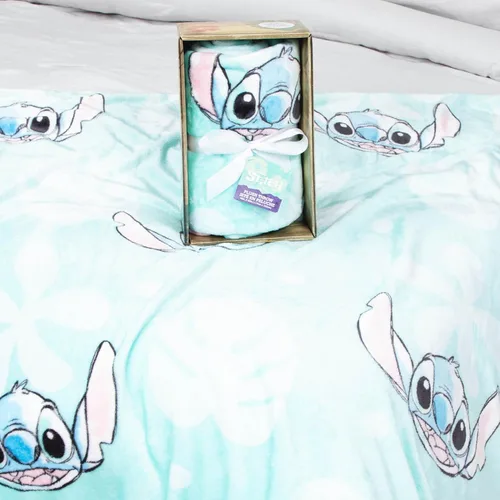 Jay Franco Disney Lilo & Stitch Manta Decorativa con Caja de Regalo - Ropa de Cama de Forro Polar Floral Súper Suave Edición Especial para Niños -