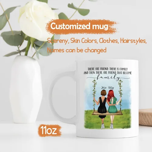 Miniatura 4 de Taza personalizada con texto en inglés "There Are Friends There Is Family And Then There Are Friends That Become Family", taza de café personalizada