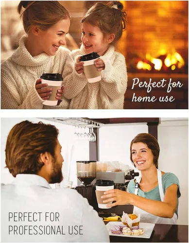Miniatura 5 de 130 tazas de café de papel desechables con tapas, tazas de café de 12 onzas para el hogar, oficina, fiestas, viajes, tazas de papel premium, incluye